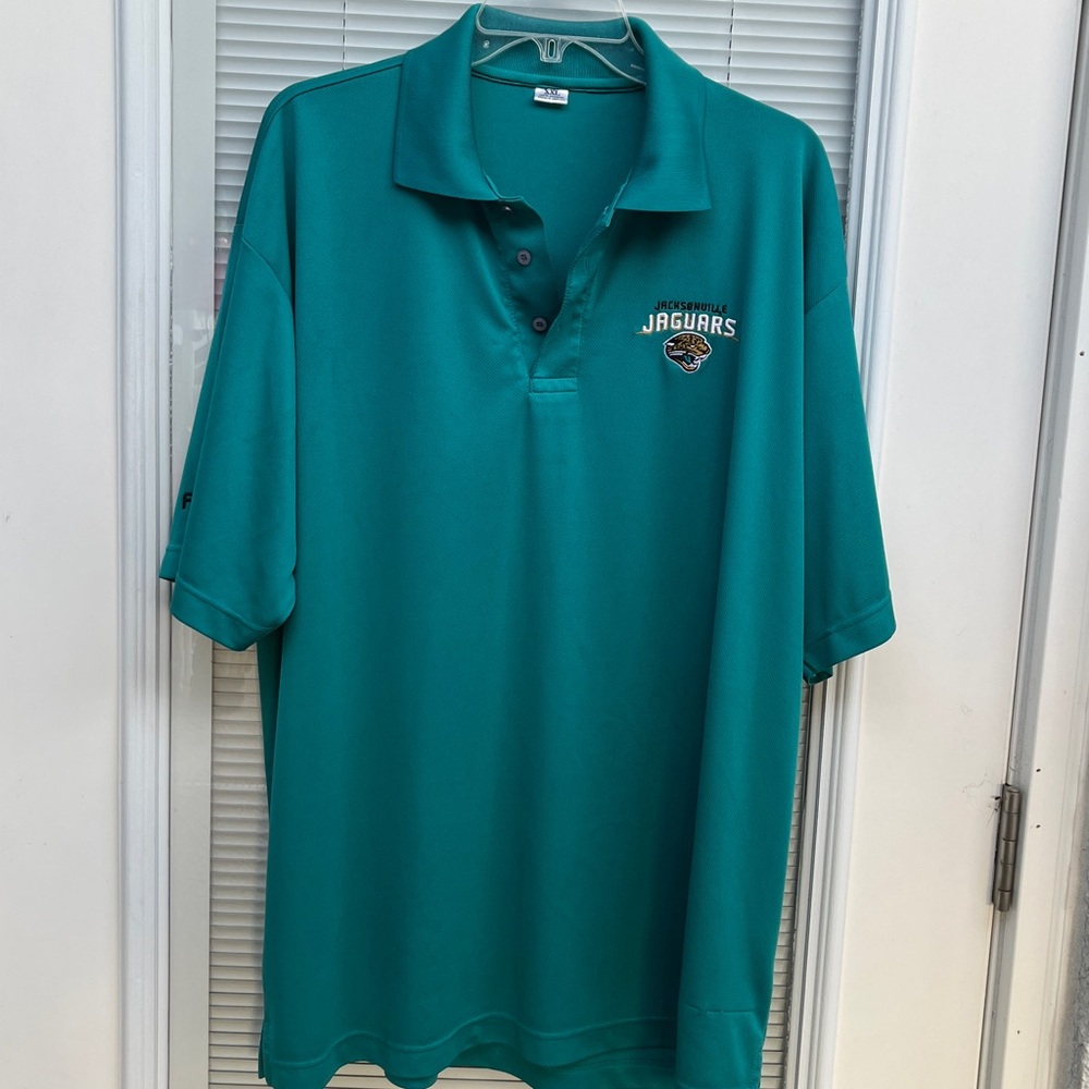 FOOTBALL FANATICS Men’s Short Sleeve XXL JAGUAR Polo Shirt, Teal & Black nwot